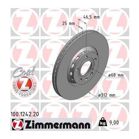 Zimmermann Brake Disc - Standard/Coated, 100124220 100124220